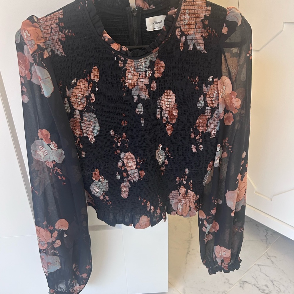 Wilfred  Black and Pink Floral Tempest Blouse